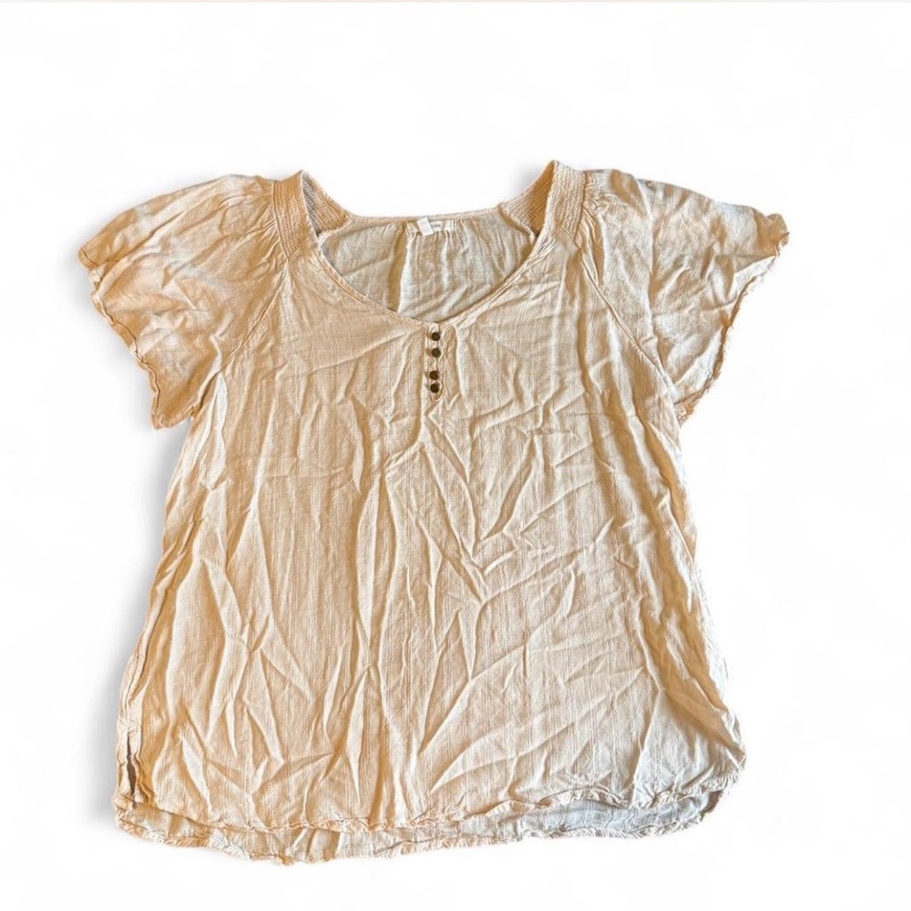 Maurices Cream Blouse with Button Detail